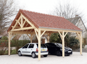 Auvent Bois plusieurs véhicules
